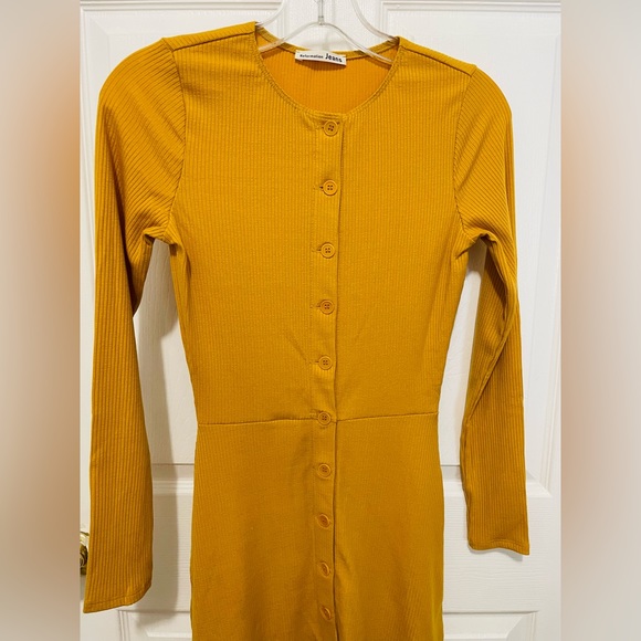 Reformation Jeans Agatha Ribbed Knit Button-Down Long Sleeve Mini Dress Size S - Picture 3 of 9